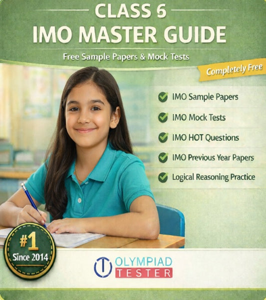 Class 6 SOF IMO Master Guide banner with free mock tests, sample papers, HOT questions and previous year papers – Olympiadtester.