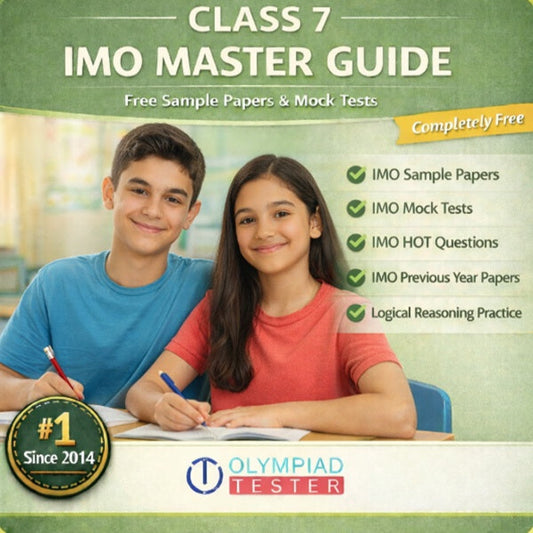 Class 7 SOF IMO Master Guide banner with free mock tests, sample papers, HOT questions and previous year papers – Olympiadtester.