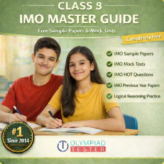 Class 8 SOF IMO Master Guide banner with free mock tests, sample papers, HOT questions and previous year papers – Olympiadtester.