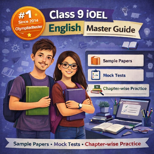 Class 9 SilverZone iOEL English Master Guide with sample papers, mock tests and chapter-wise practice featuring senior secondary students for International Olympiad of English Language preparation by Olympiadtester.