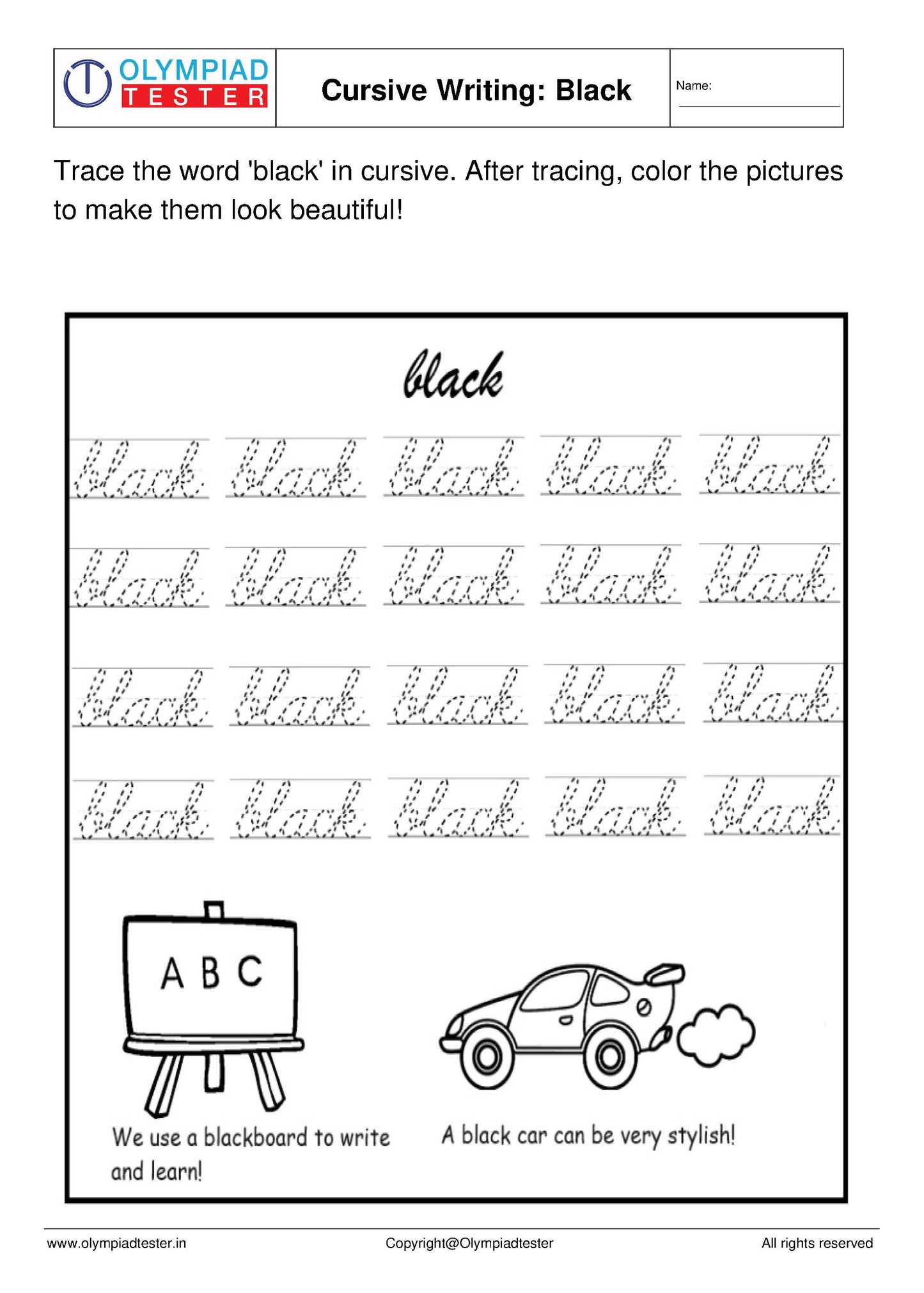 Cursive Writing Worksheets for Kindergarten