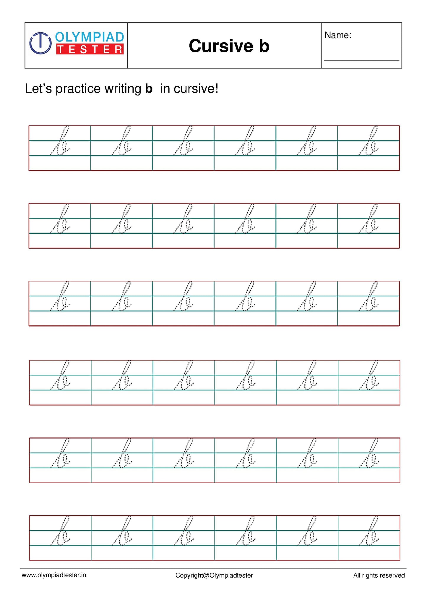 Cursive B writing - Worksheet #2