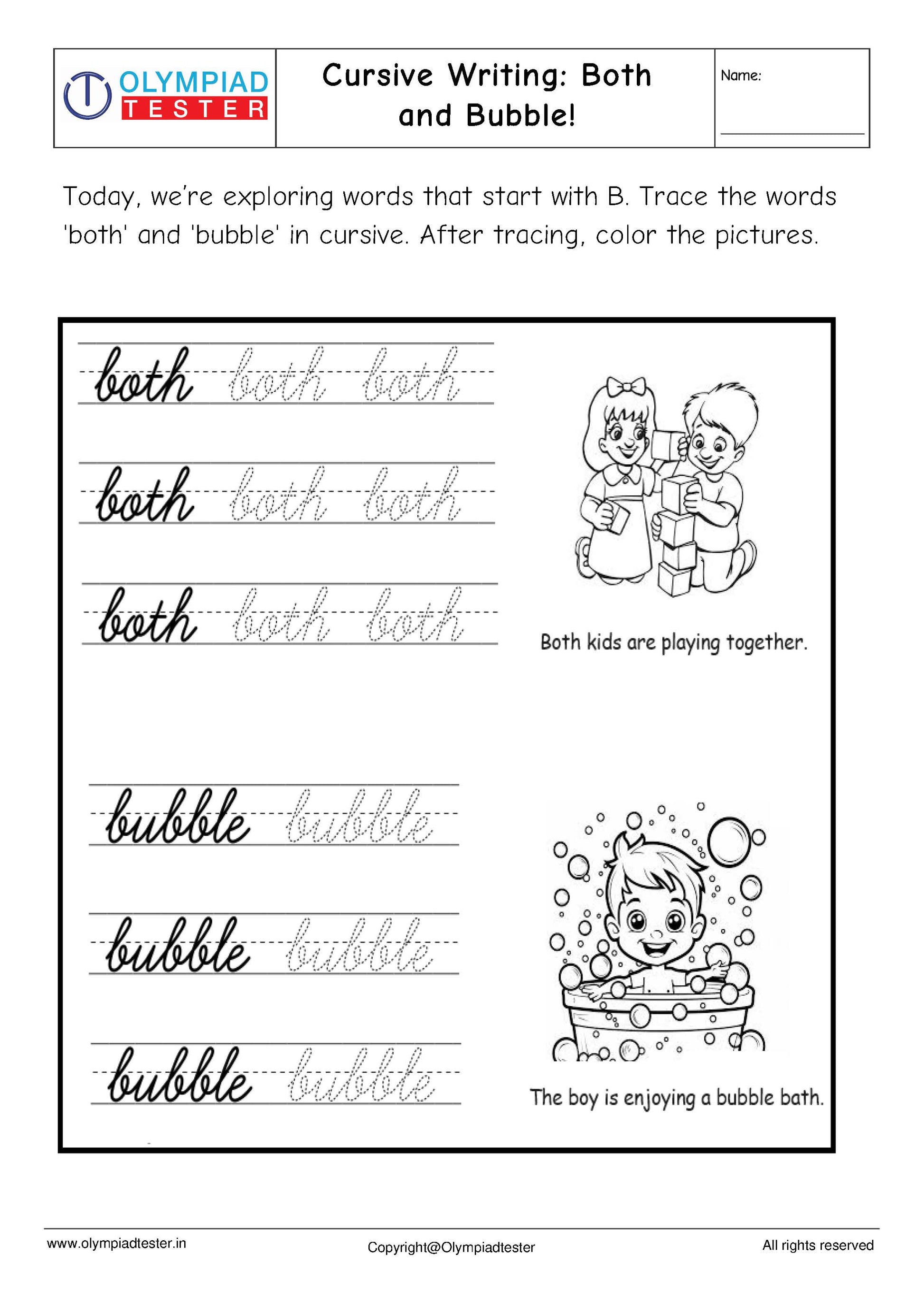 Cursive B writing - Worksheet #8