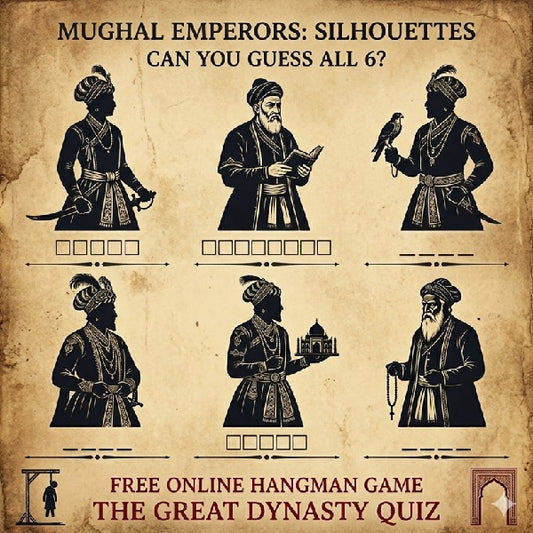 Mughal Emperors silhouette quiz for a free online hangman game.