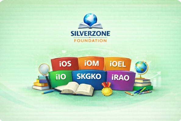 Silverzone Foundation banner featuring iOS, iOM, iOEL, iIO, SKGKO and iRAO Olympiad preparation.