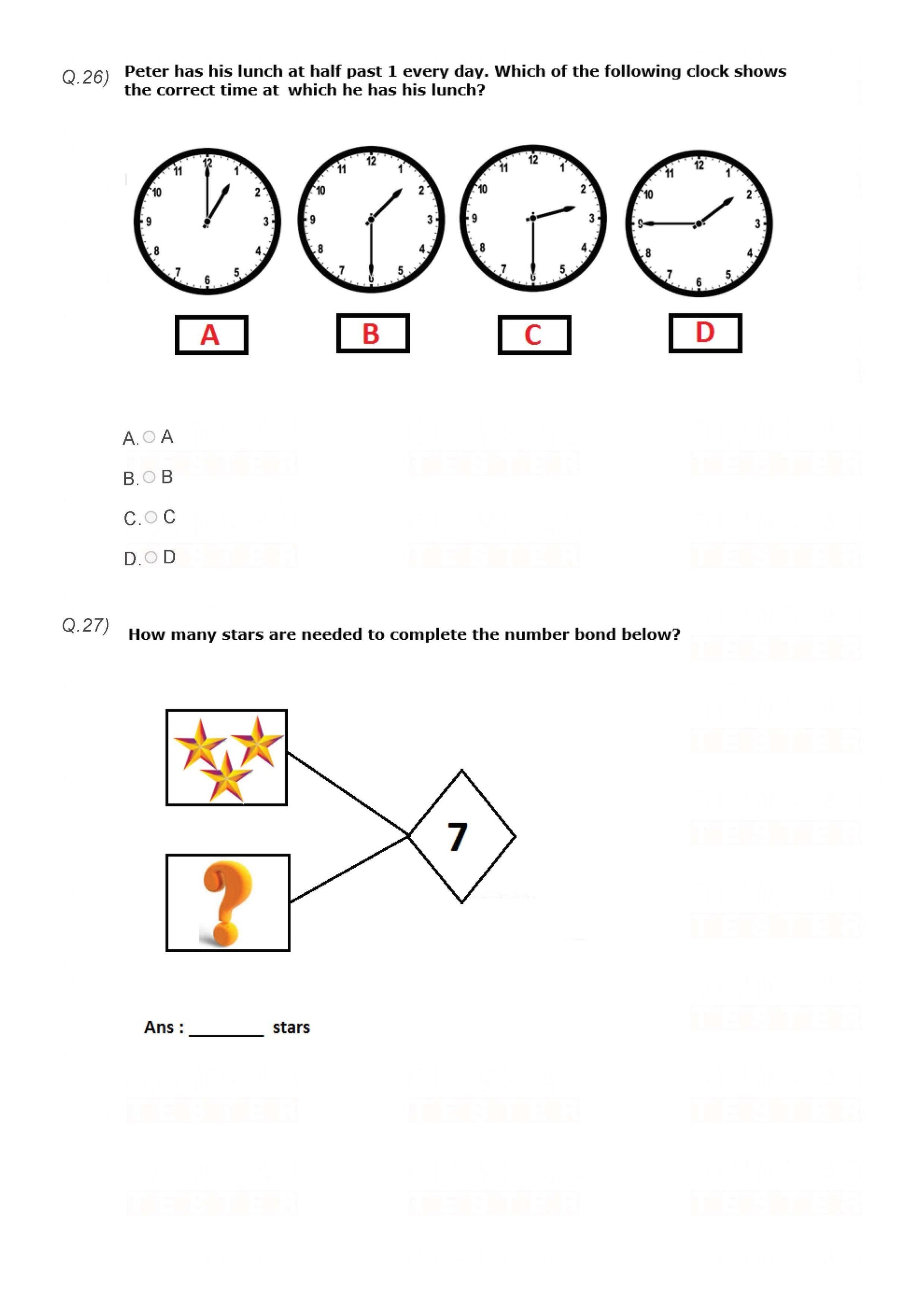 Class 1 Maths Olympiad Sample Papers