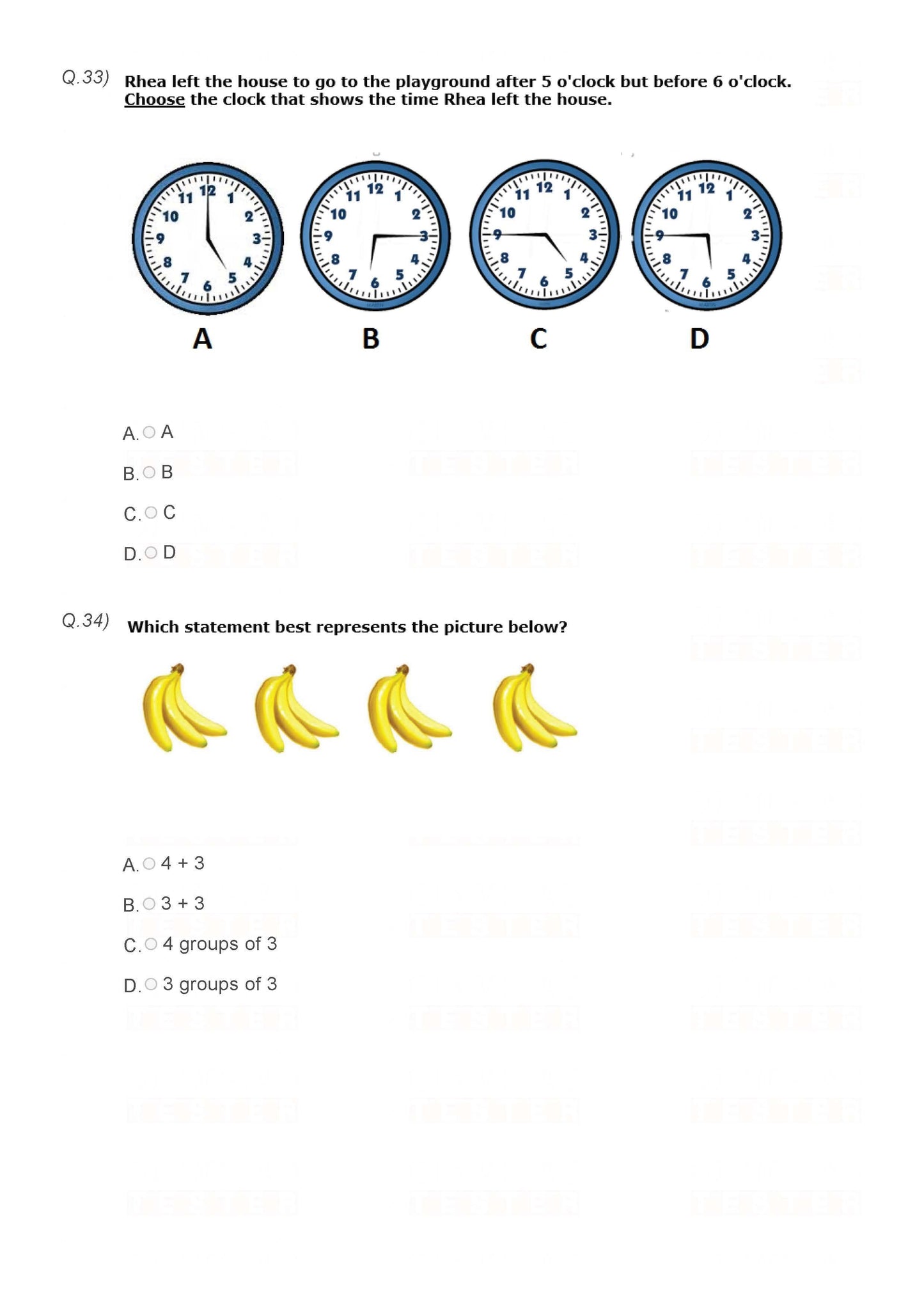 Class 1 Maths Olympiad Sample Papers