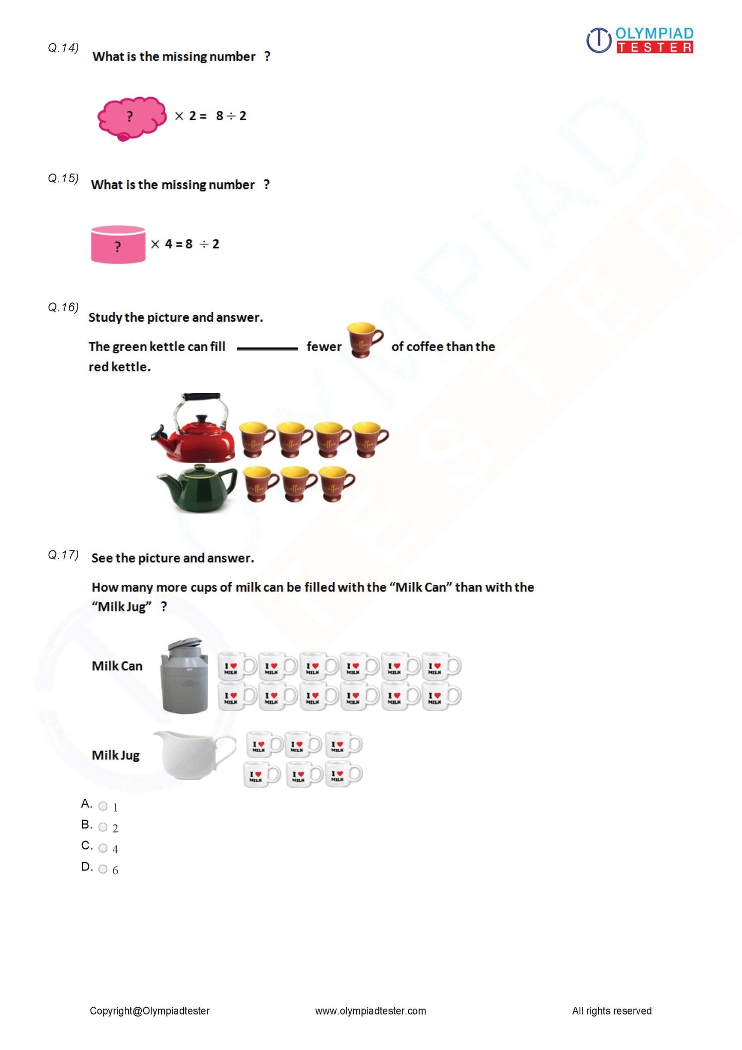 20 Printable Class 2 Maths Olympiad Sample Papers - Olympiadtester