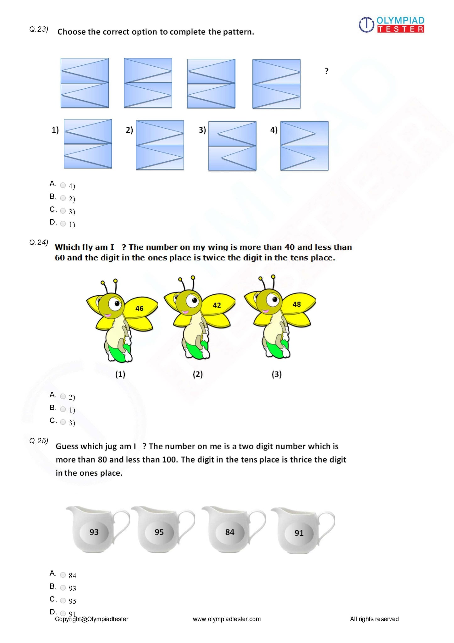 20 Printable Class 2 Maths Olympiad Sample Papers - Olympiadtester