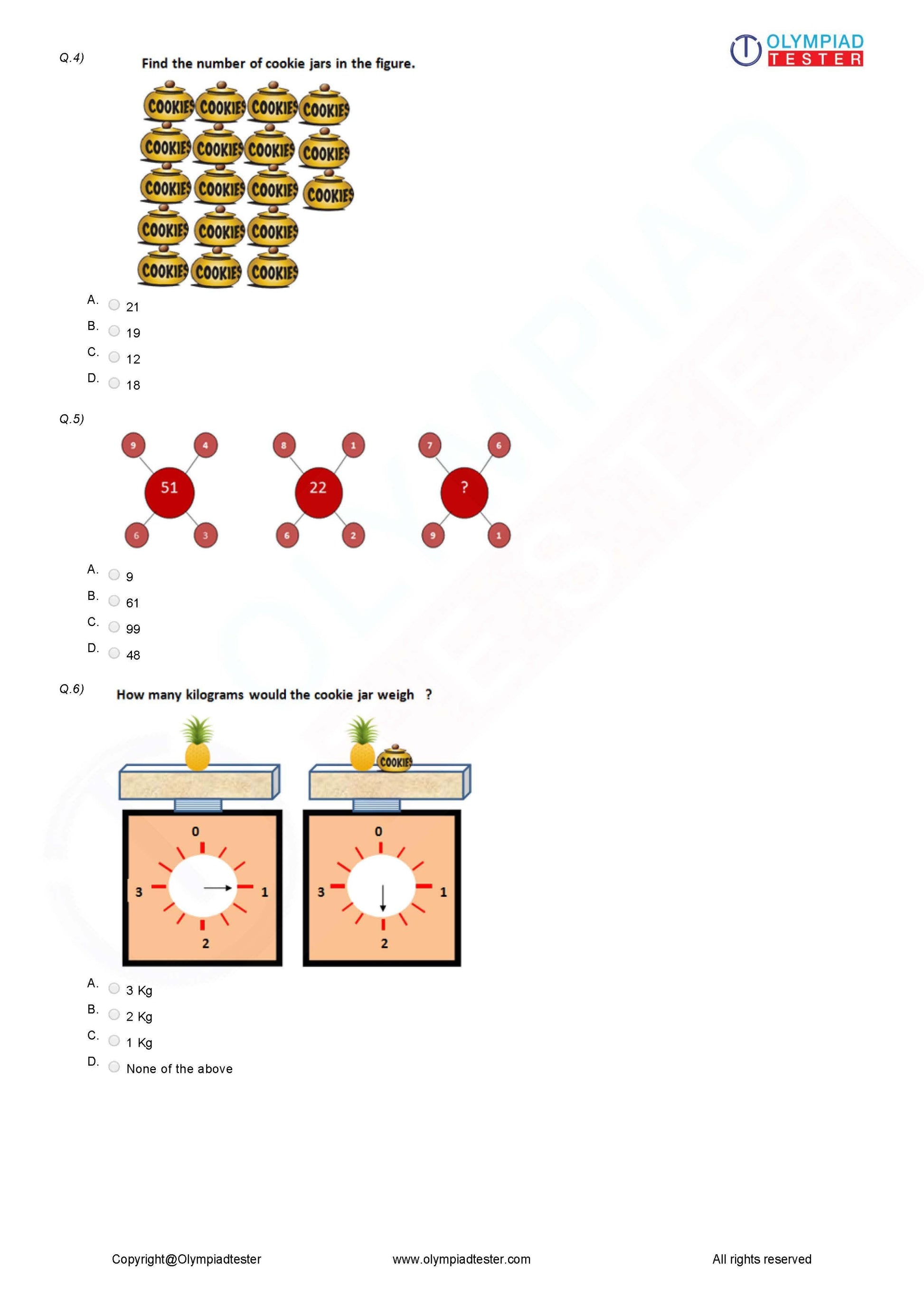 Class 3 Maths Olympiad question papers