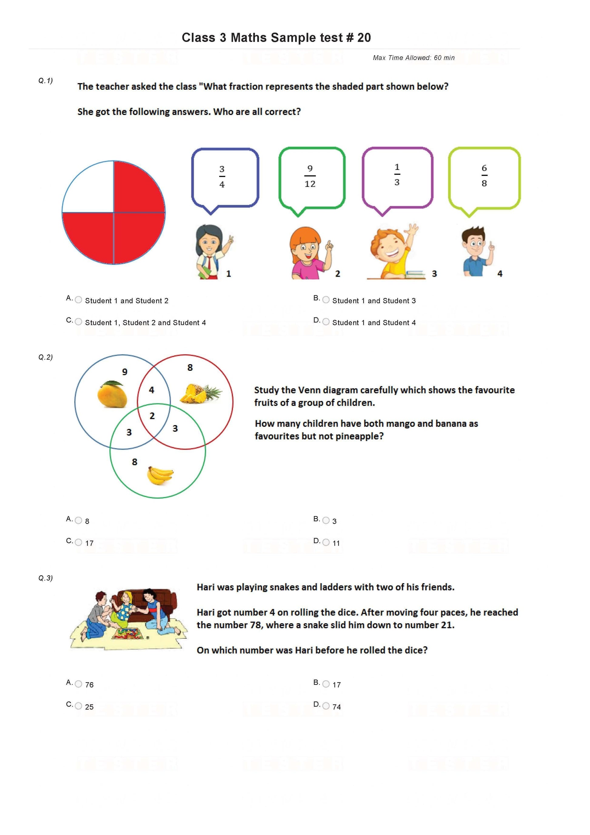 Class 3 Maths Olympiad Sample Papers