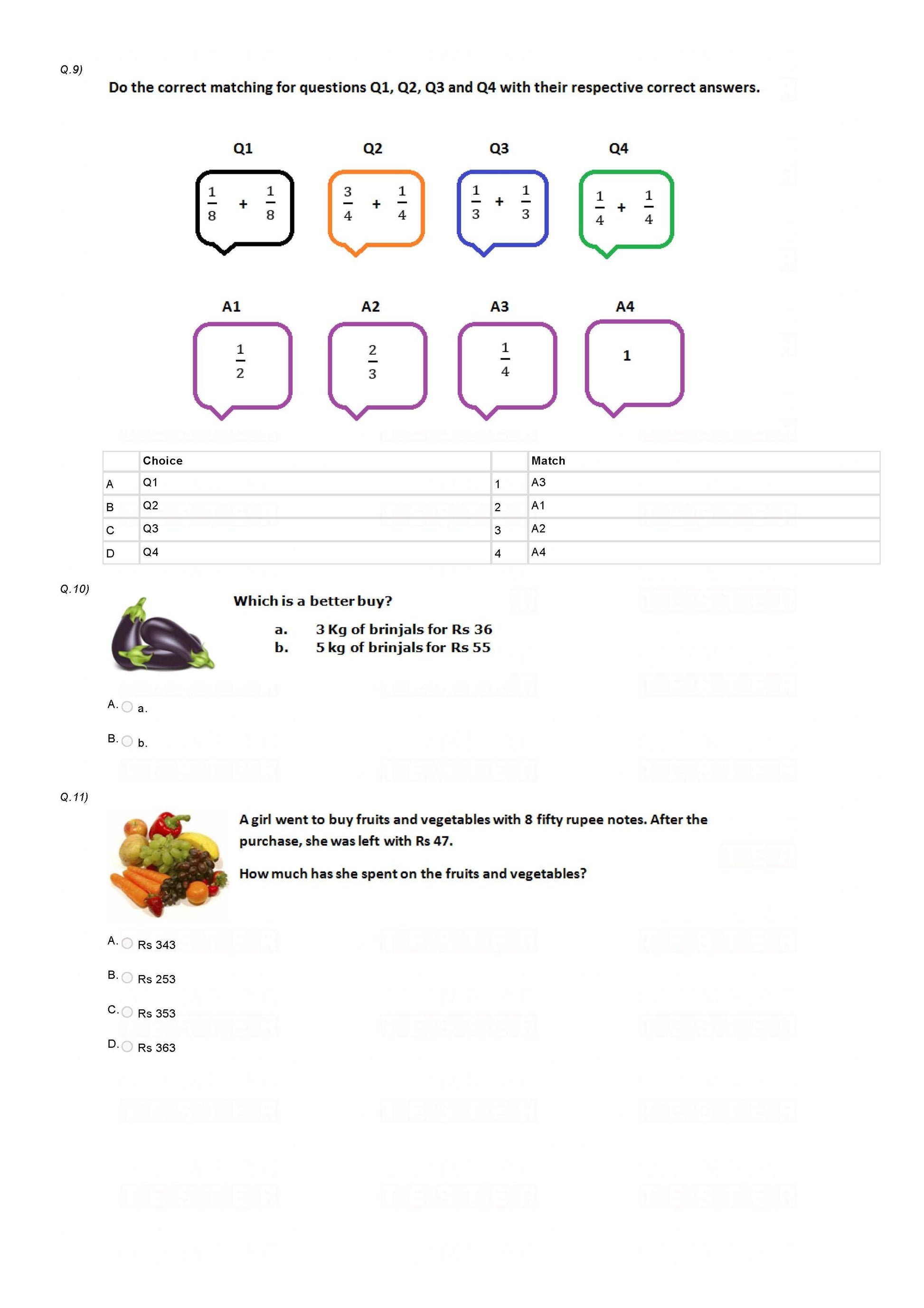 Class 3 Maths Olympiad Sample Papers