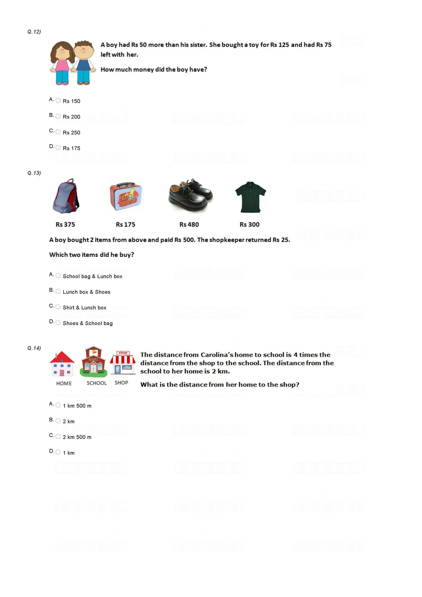 Class 3 Maths Olympiad Sample Papers