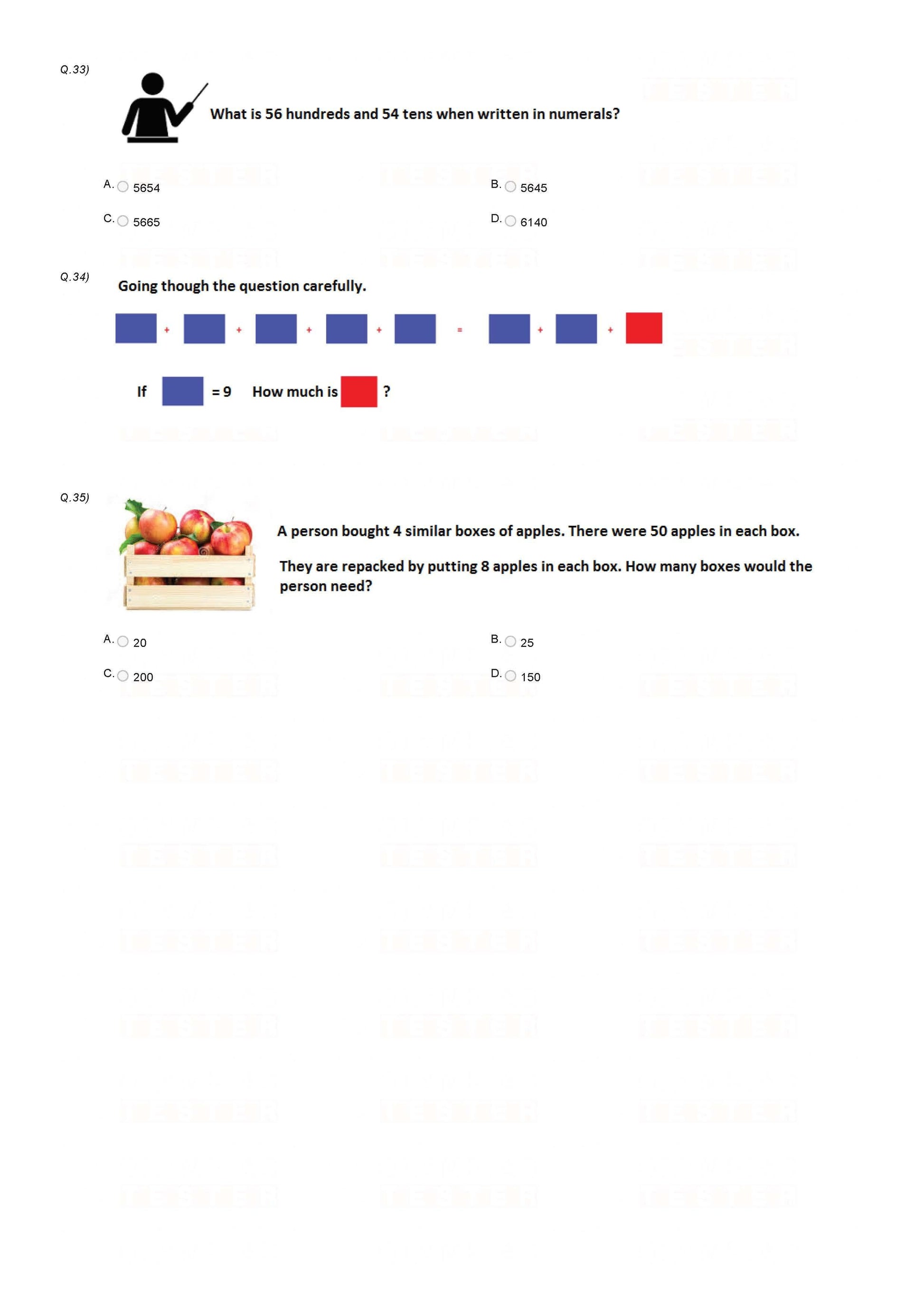 Class 3 Maths Olympiad Sample Papers