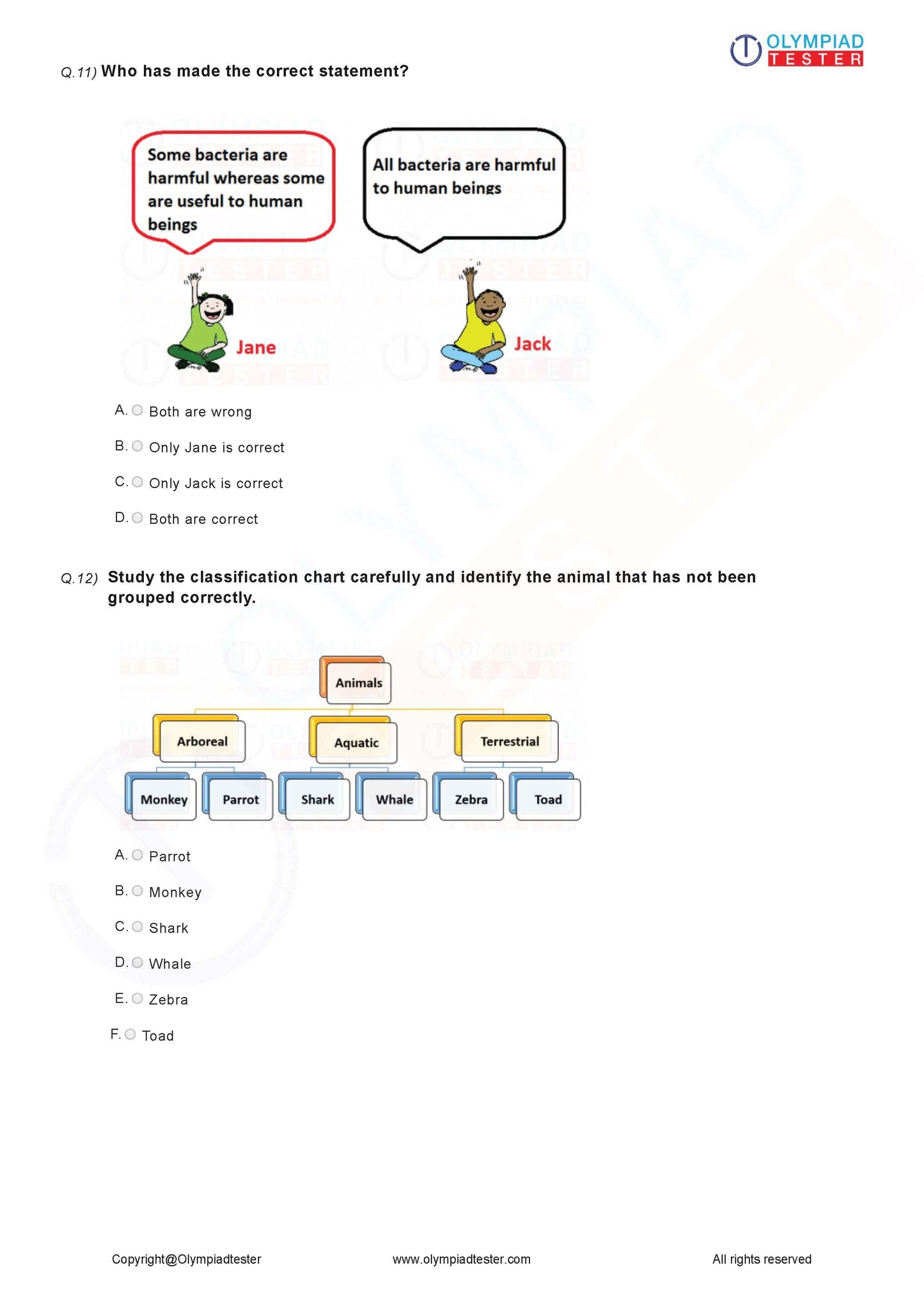 Class 3 Science Olympiad question papers