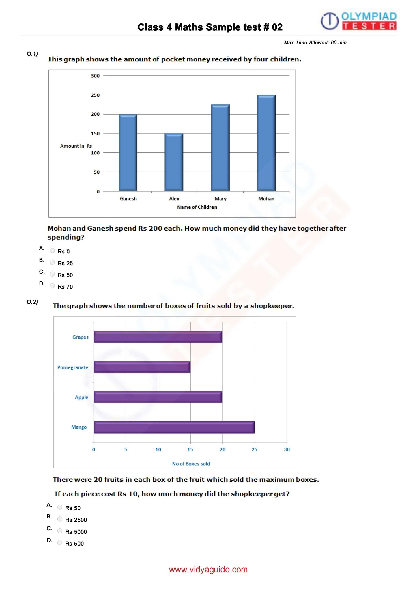 Class 4 Maths Olympiad question papers - Course - Olympiadtester