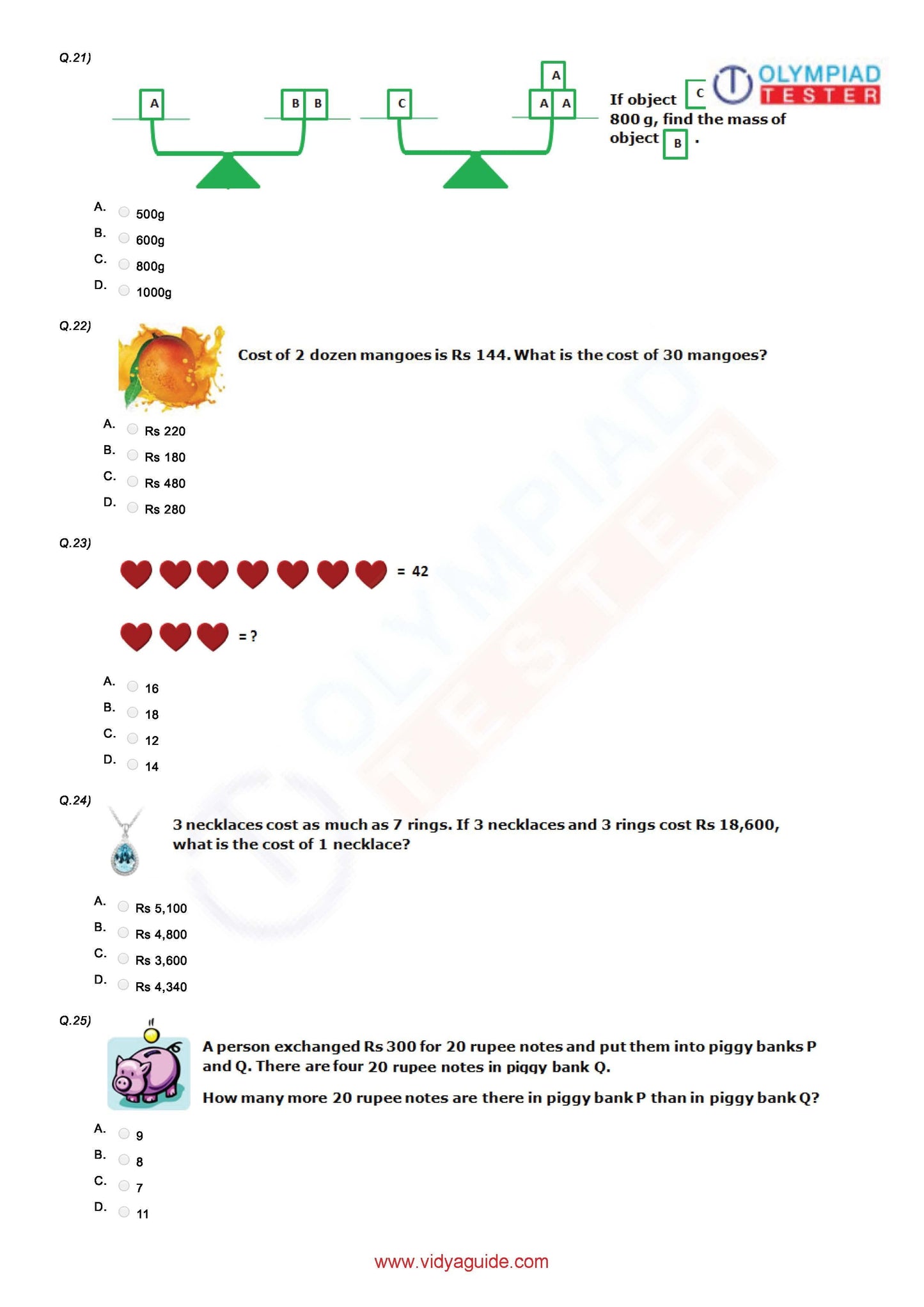 Class 4 Maths Olympiad question papers - Course - Olympiadtester
