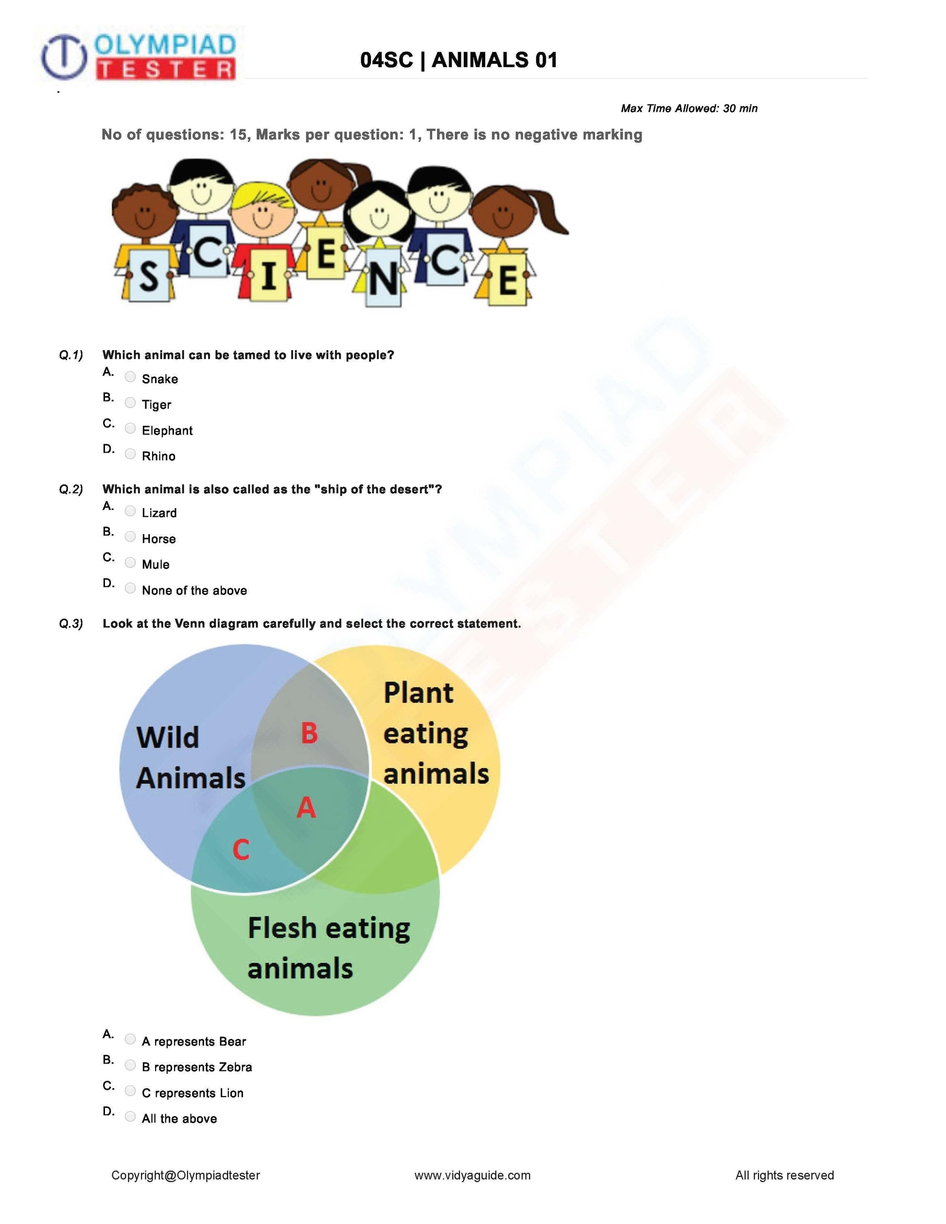 Class 4 Science Olympiad question papers - Course - Olympiadtester