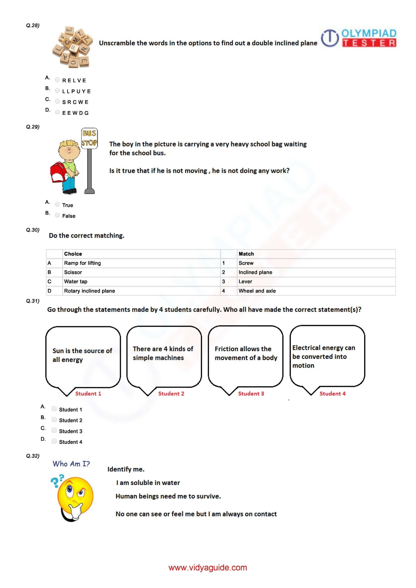 Class 4 Science Olympiad question papers - Course - Olympiadtester