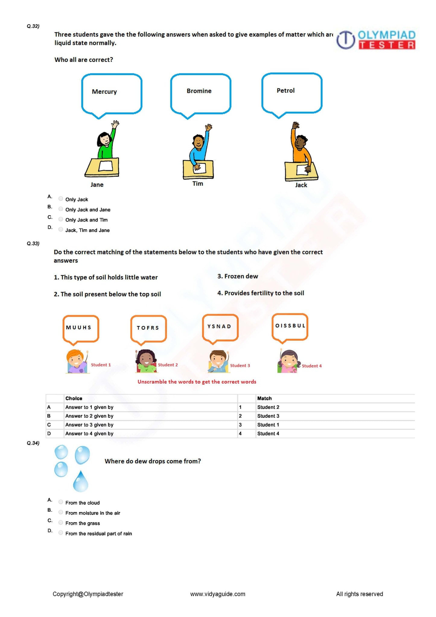 Class 4 Science Olympiad question papers - Course - Olympiadtester