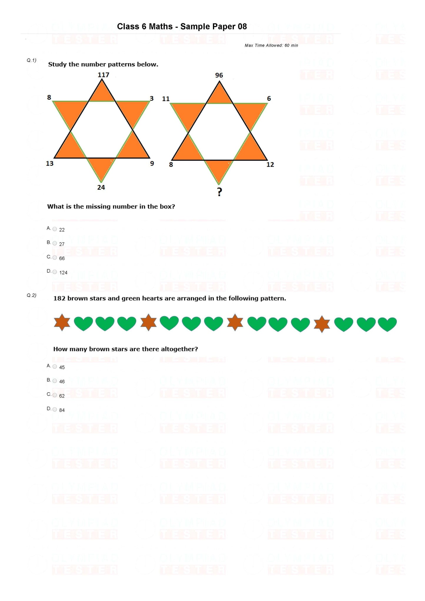 20 Printable Class 6 Maths Olympiad Sample Papers - Olympiadtester