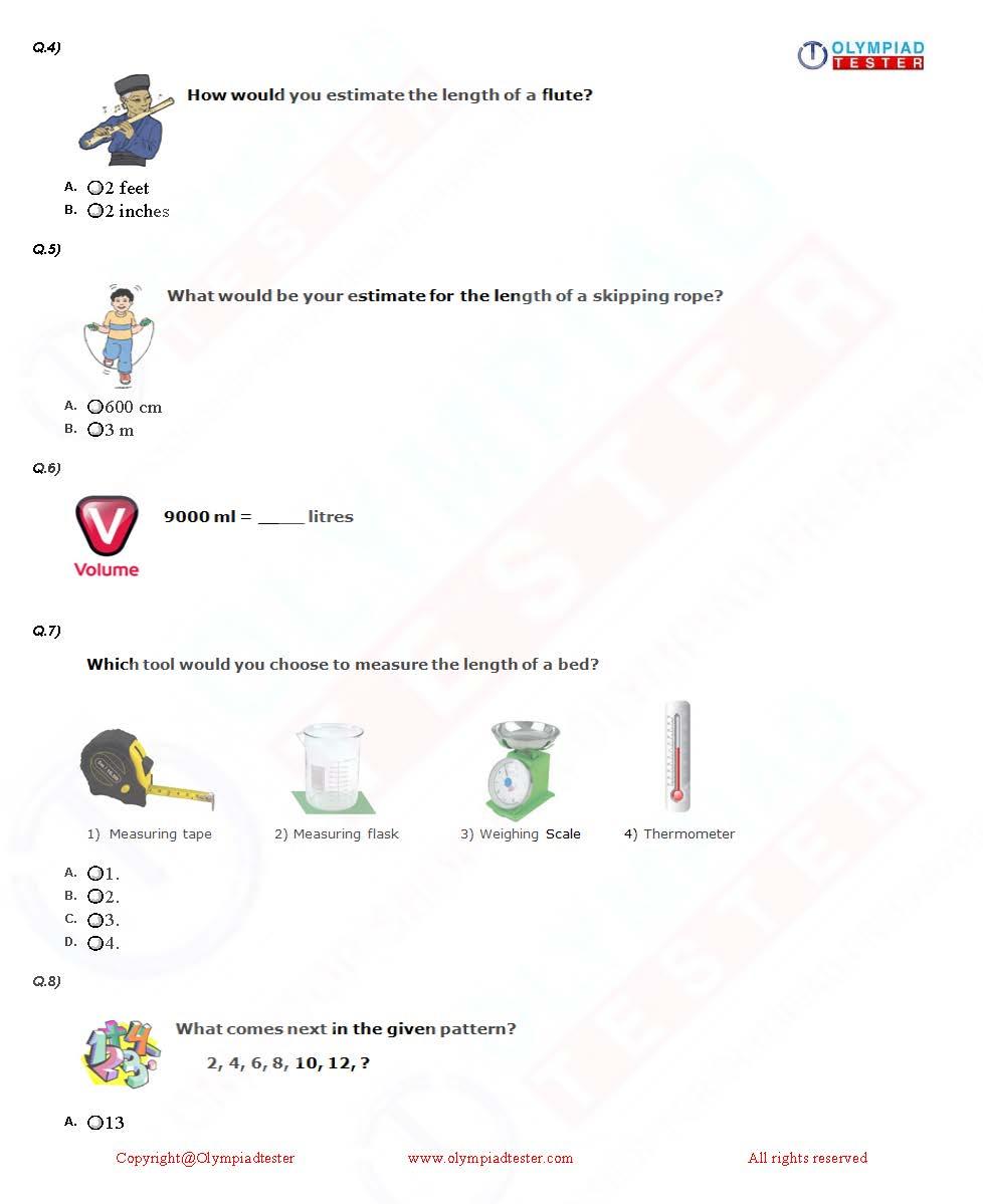 Class 2 Maths Olympiad Sample Papers