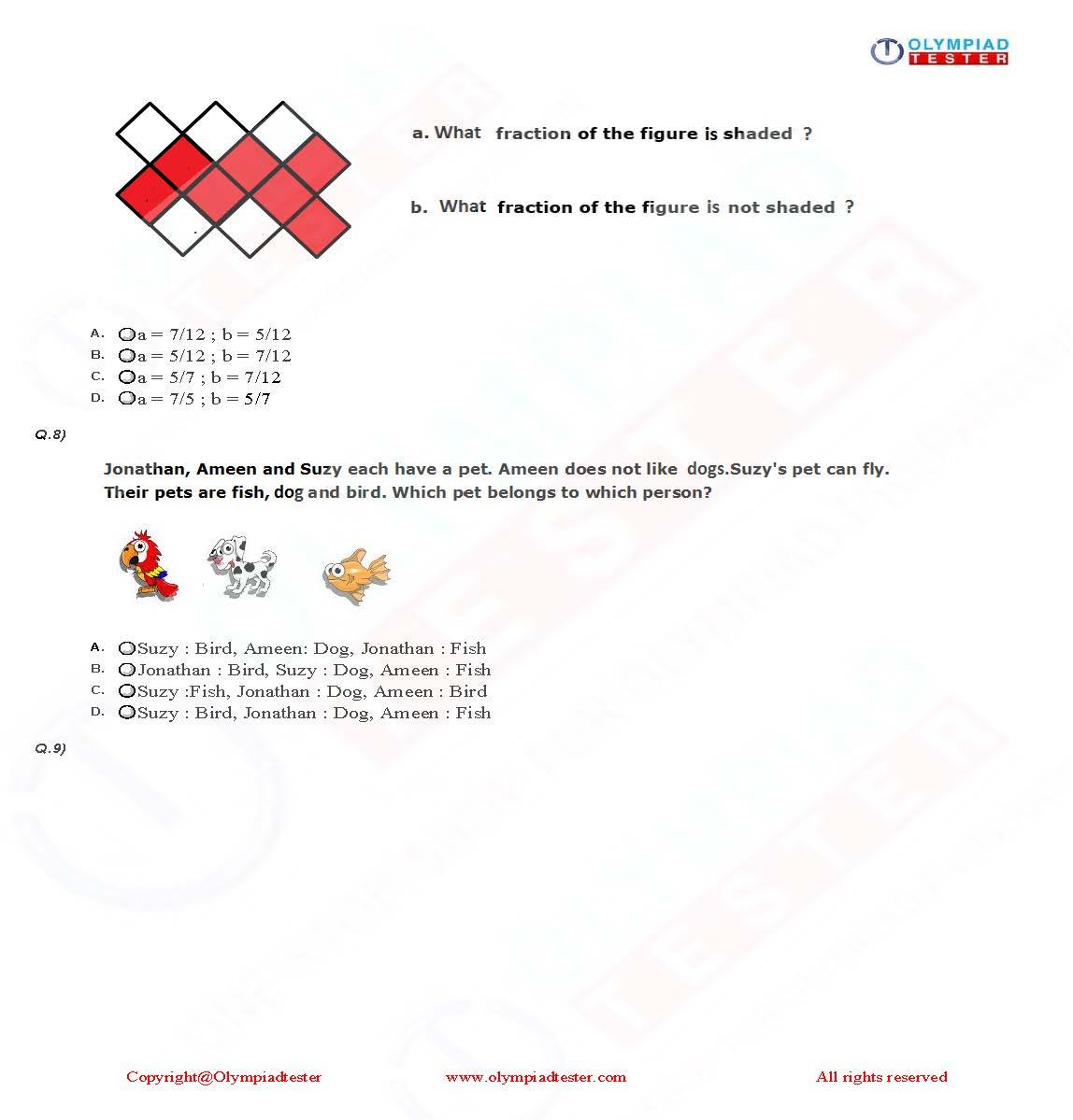 Class 2 Maths Olympiad question papers