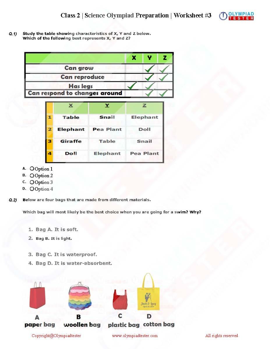 Class 2 Science worksheets PDF