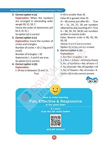 One for All Olympiad Previous Years Solved Papers, Class-1 Mathematics Book - Olympiad tester