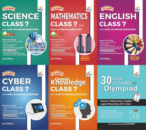Class 7 Olympiad Champs - 6 books (all subjects) - 30 Mock Tests - 2nd Edition - Olympiad tester