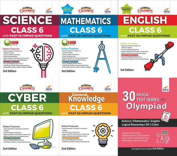 Class 6 Olympiad Champs - 6 books (all subjects) - 30 Mock Tests - 2nd Edition - Olympiad tester