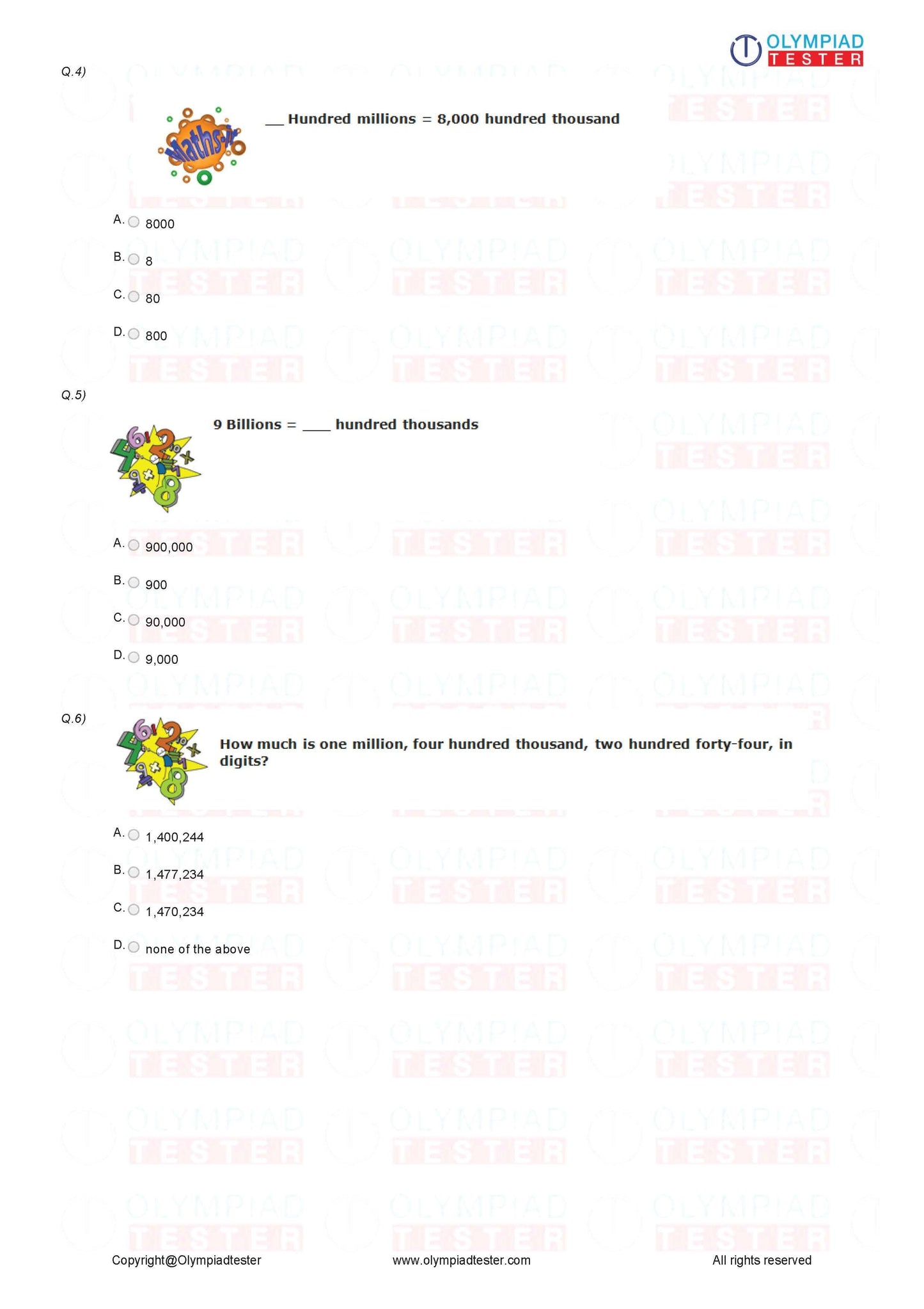 Class 4 Maths Olympiad Sample Papers