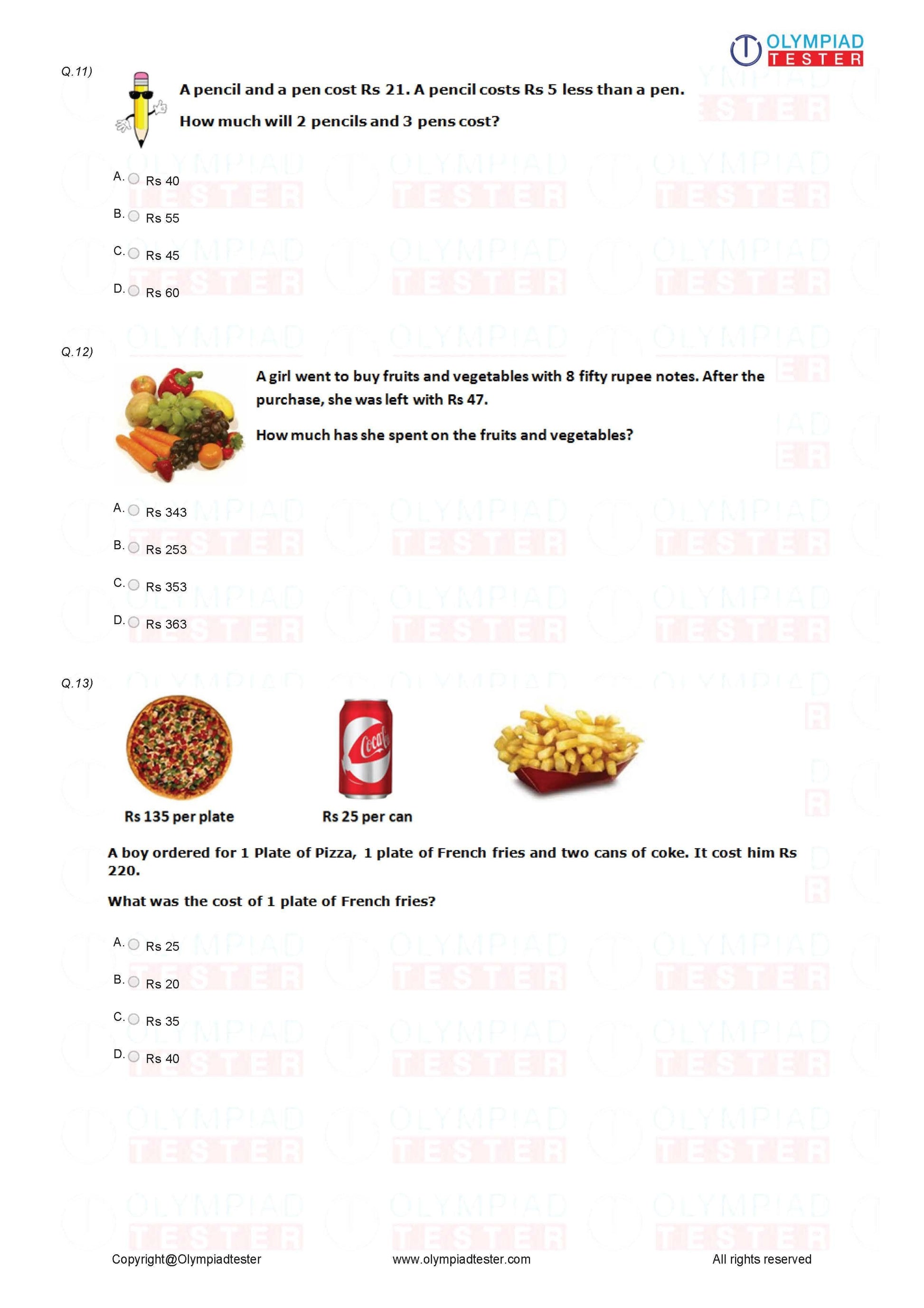 Class 4 Maths Olympiad Sample Papers